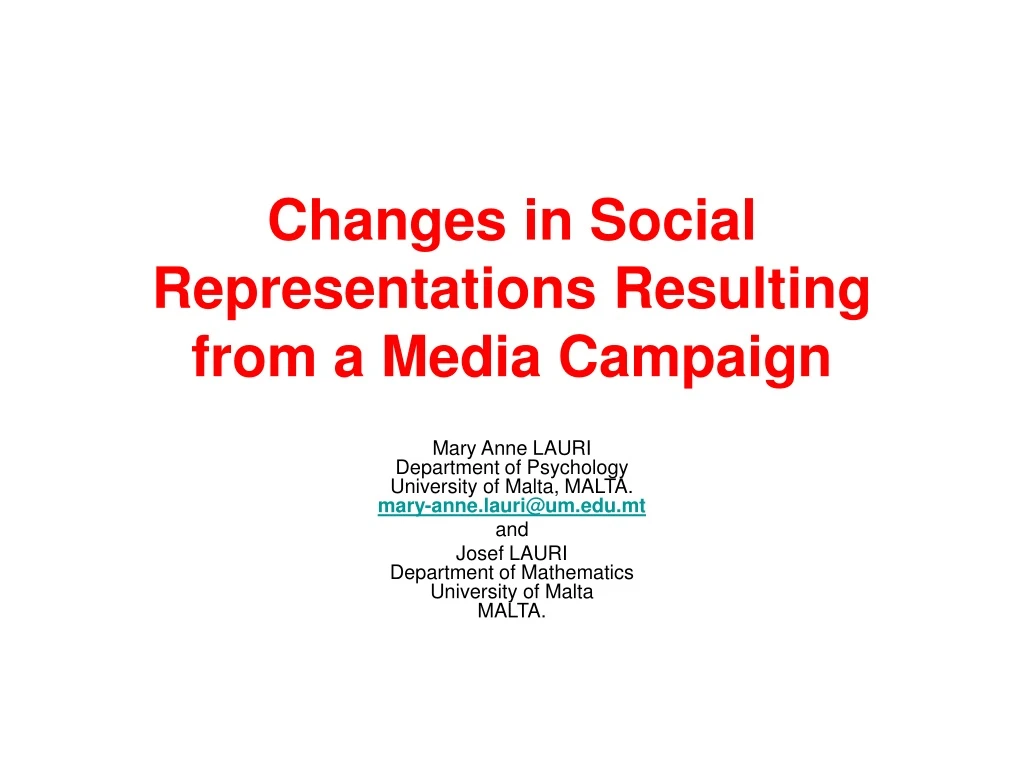 changes in social representations resulting from a media campaign