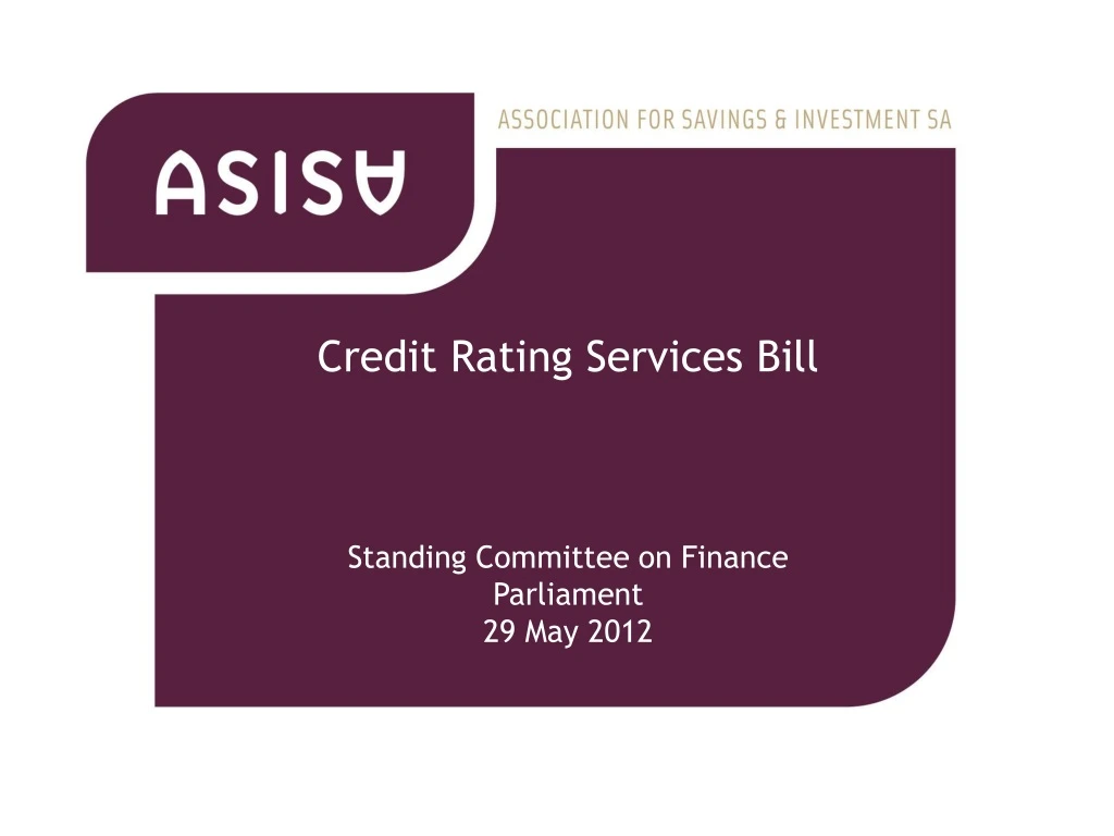 credit rating services bill standing committee