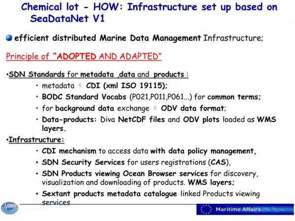 Chemical lot - HOW: Infrastructure set up based on SeaDataNet V1