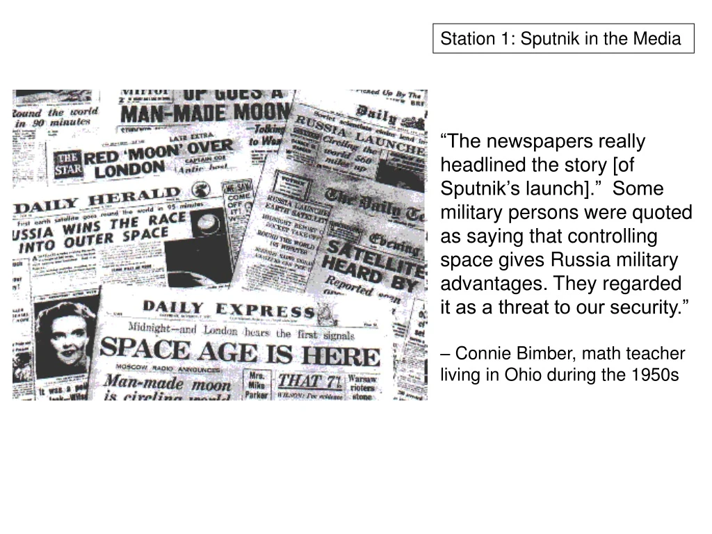 station 1 sputnik in the media