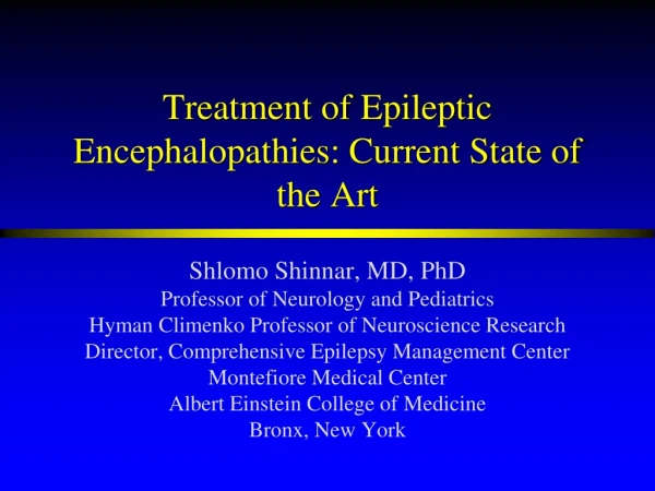 Treatment of Epileptic Encephalopathies: Current State of the Art
