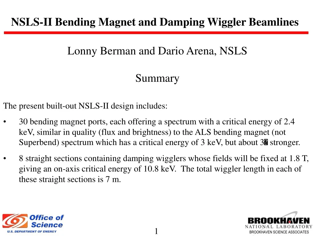 nsls ii bending magnet and damping wiggler