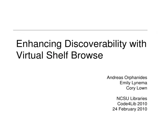 Enhancing Discoverability with Virtual Shelf Browse