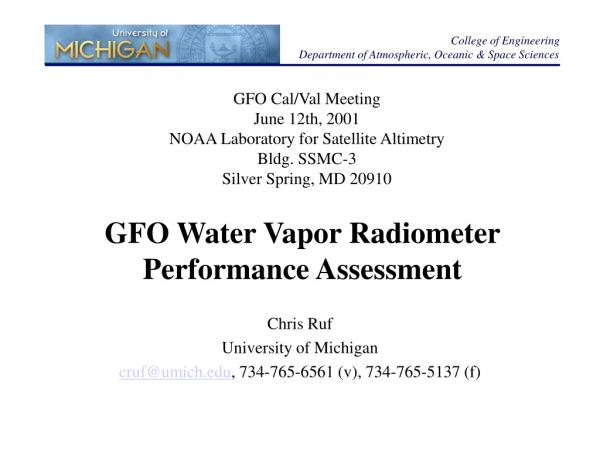 GFO Water Vapor Radiometer Performance Assessment