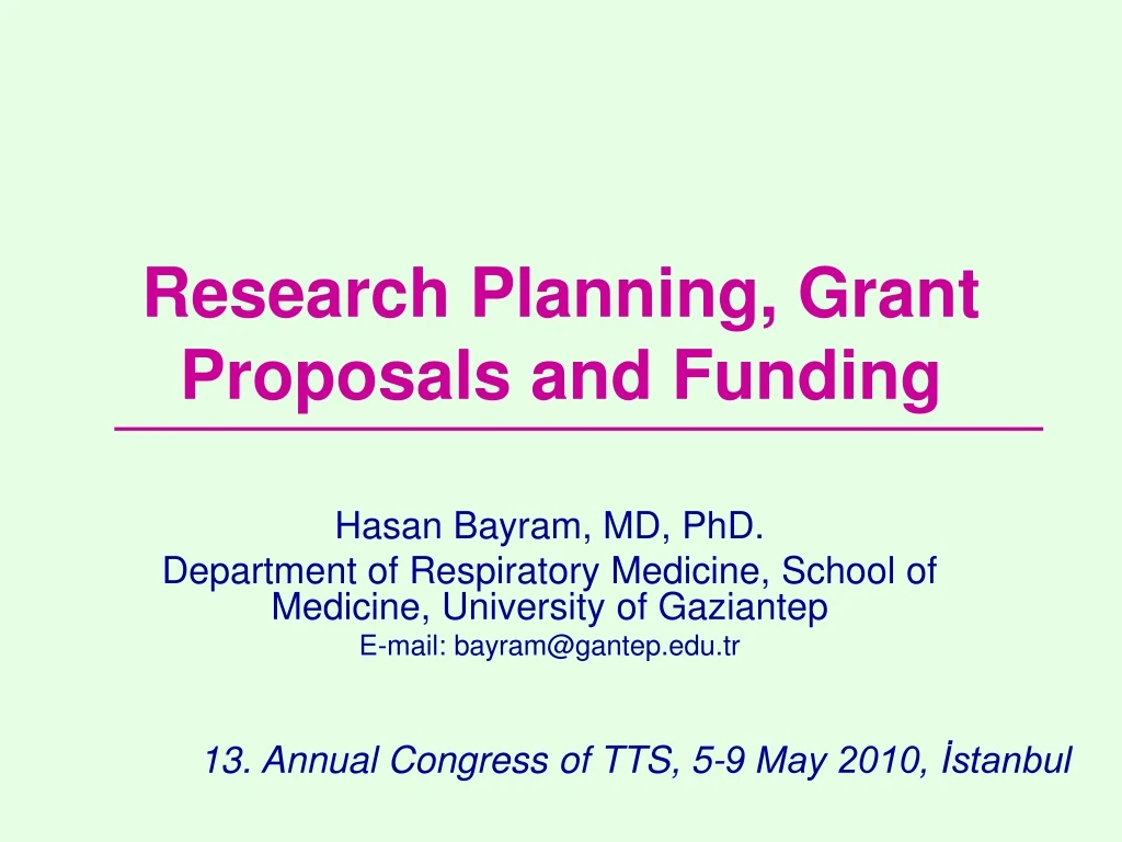 research planning grant proposals and funding