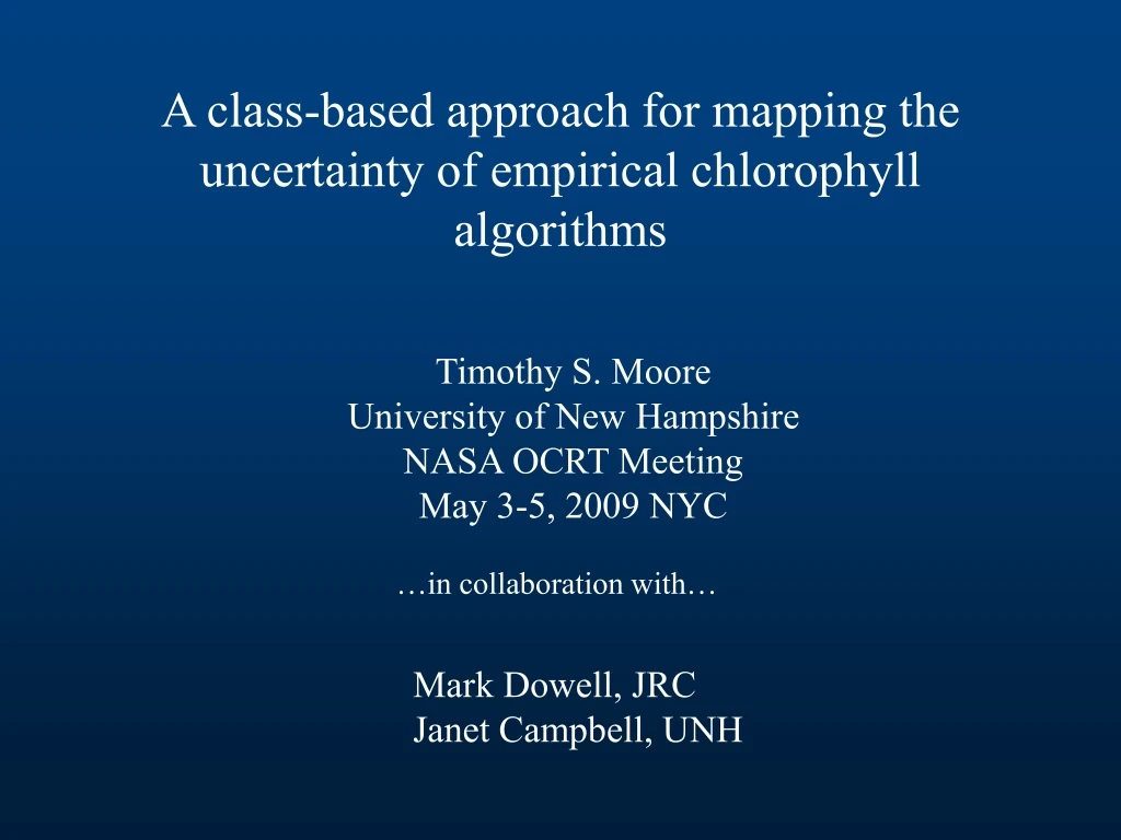 a class based approach for mapping the uncertainty of empirical chlorophyll algorithms
