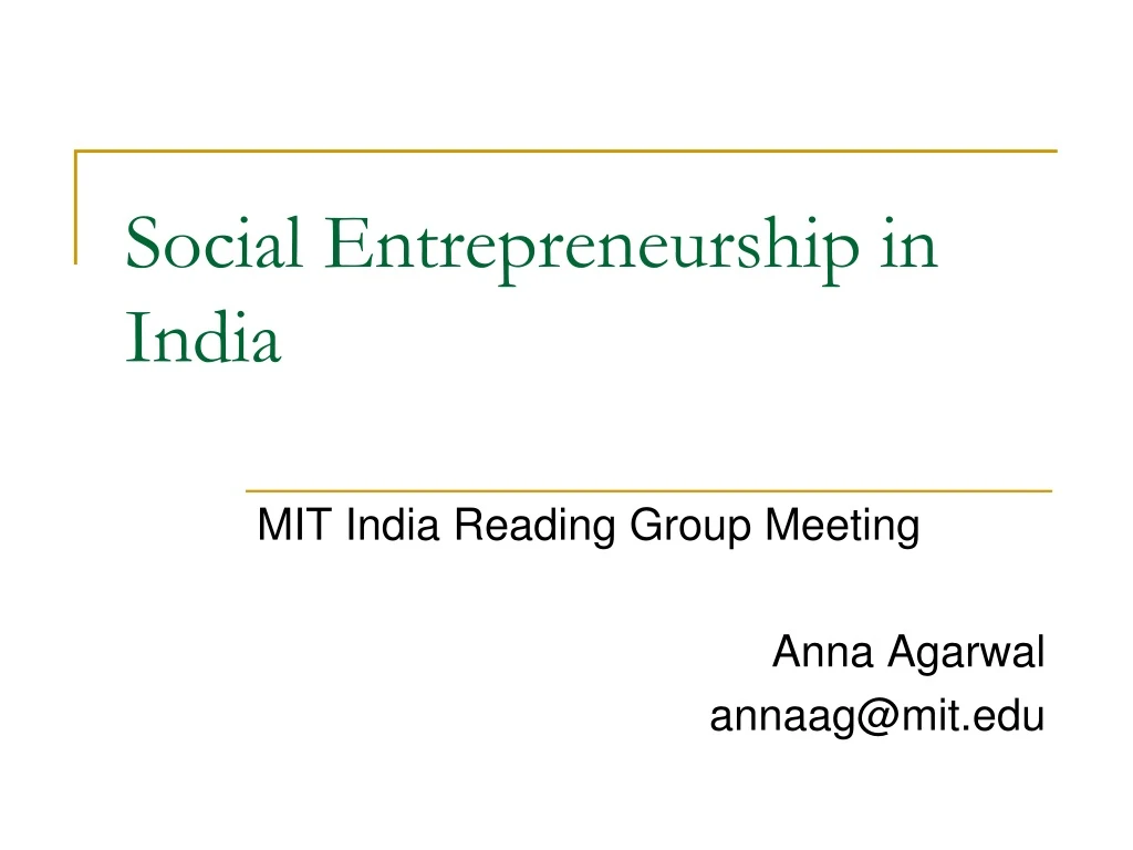 social entrepreneurship in india