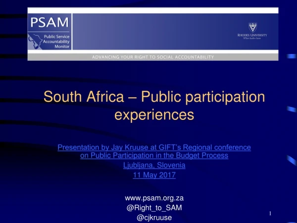 South Africa – Public participation experiences