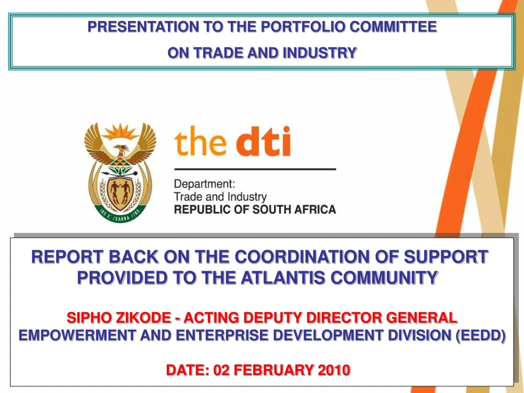 presentation to the portfolio committee on trade