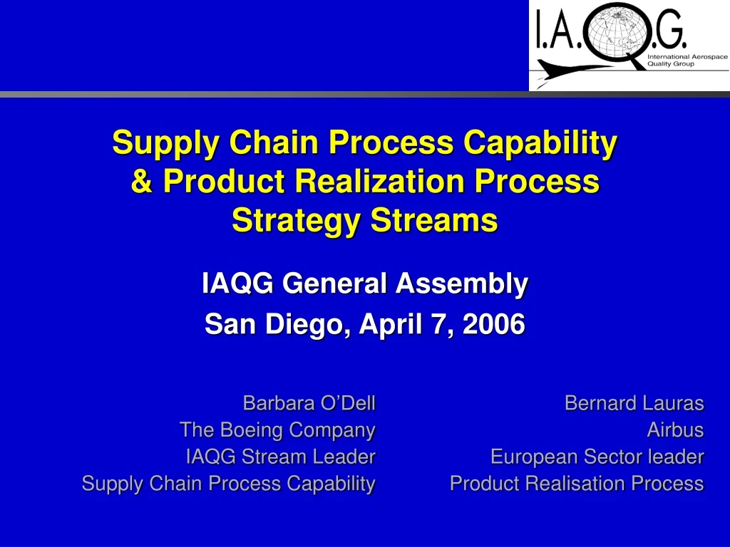 supply chain process capability product realization process strategy streams