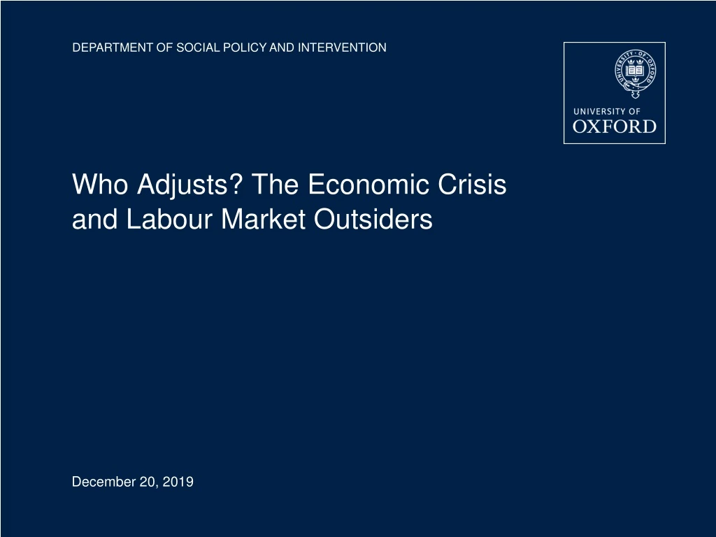 who adjusts the economic crisis and labour market outsiders