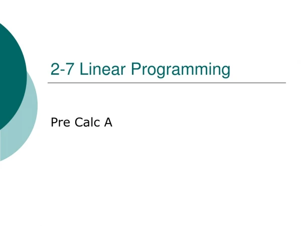 2-7 Linear Programming