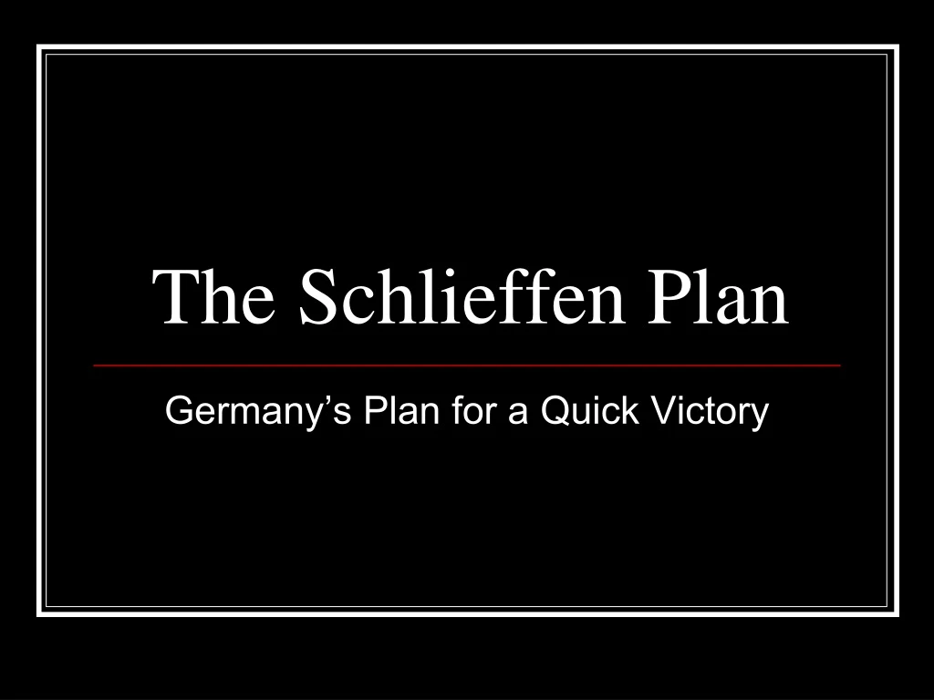 the schlieffen plan