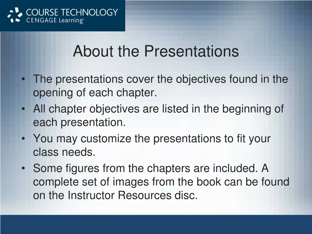 about the presentations