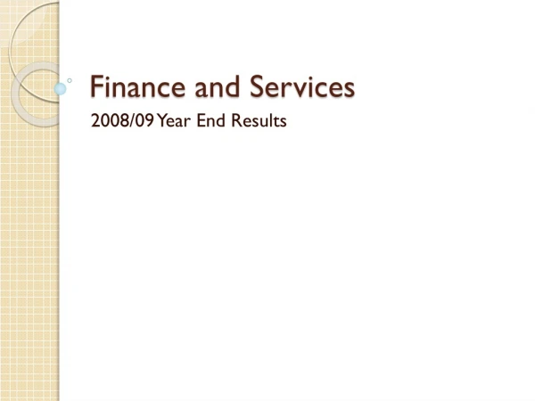 Finance and Services