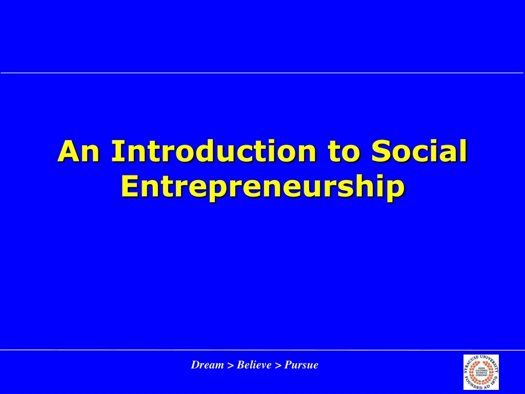 an introduction to social entrepreneurship