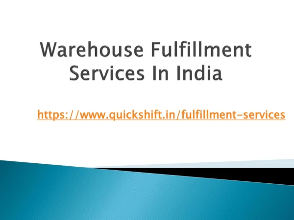 warehouse fulfillment services in india