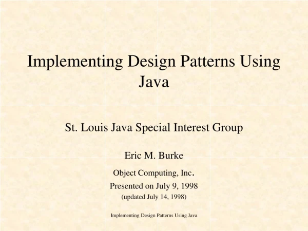 Implementing Design Patterns Using Java