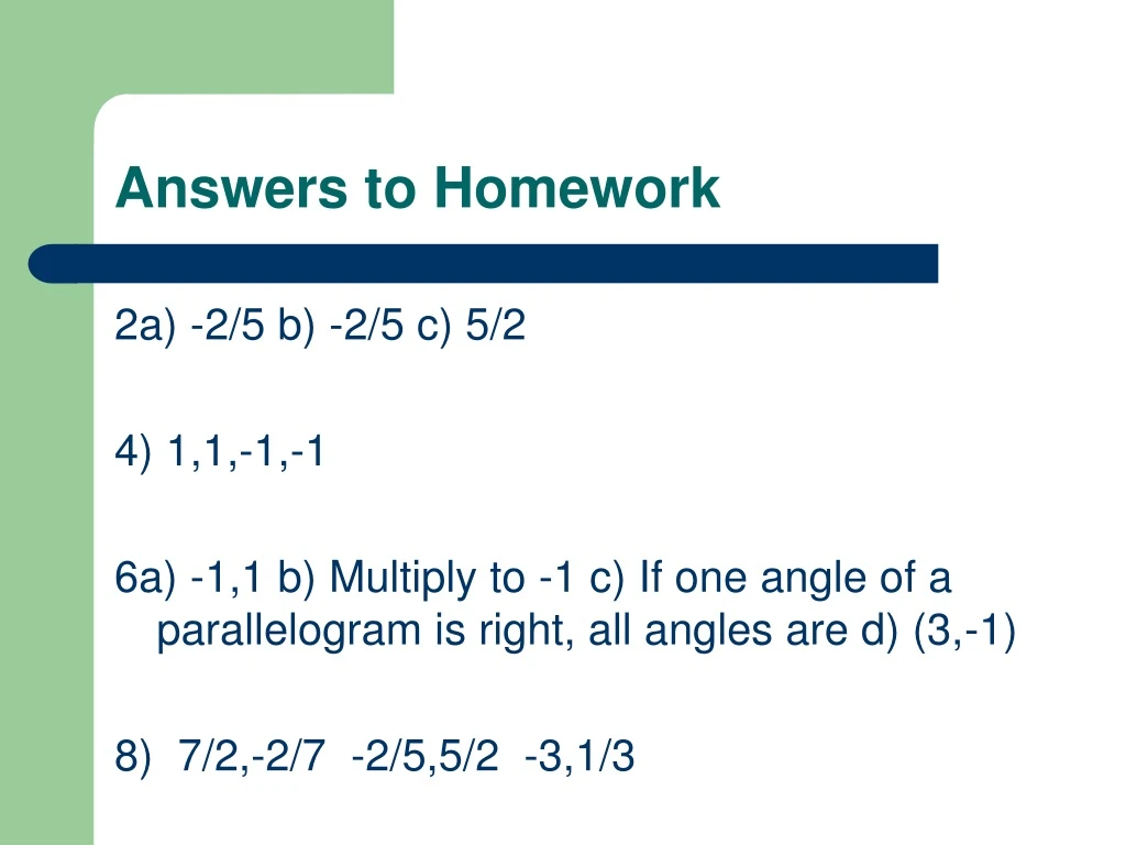 answers to homework