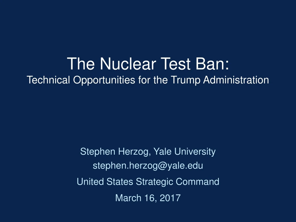 the nuclear test ban technical opportunities
