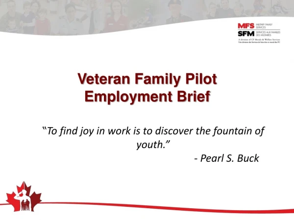 Veteran Family Pilot  Employment Brief