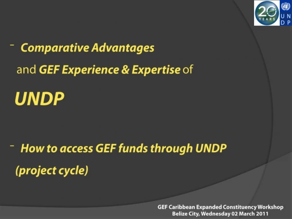 Comparative Advantages      and  GEF Experience &amp; Expertise  of   UNDP