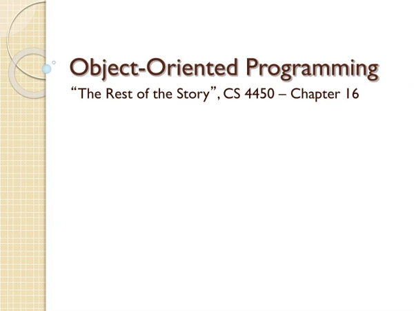 Object-Oriented Programming