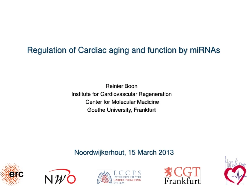 regulation of cardiac aging and function by mirnas