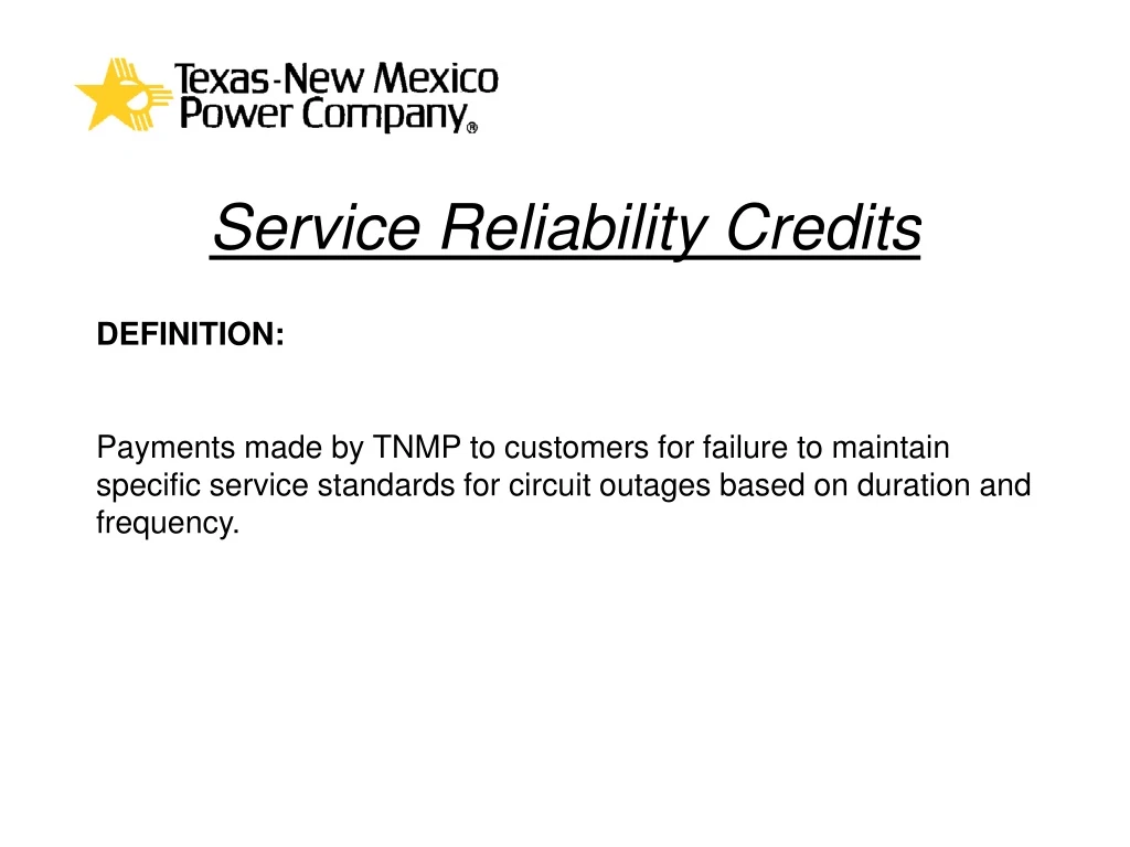 service reliability credits