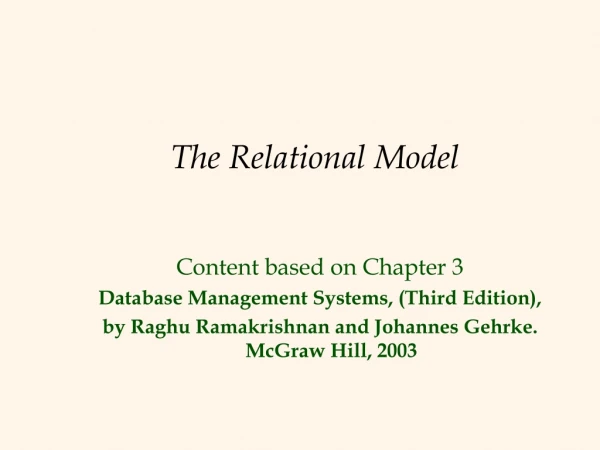 The Relational Model