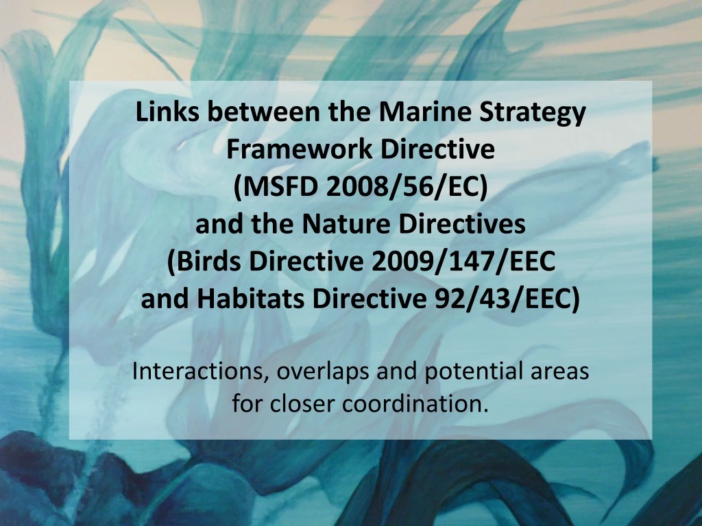 links between the marine strategy framework