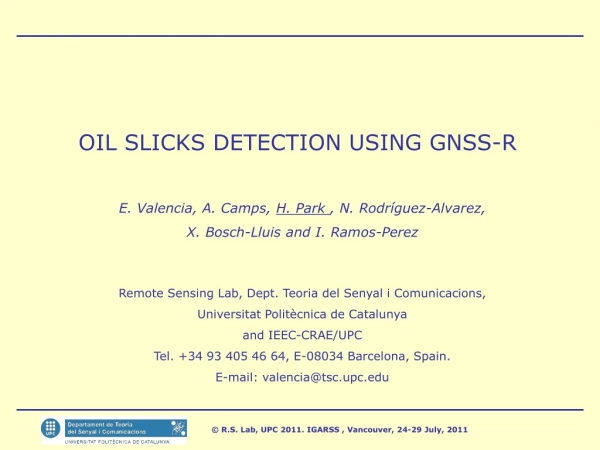 OIL SLICKS DETECTION USING GNSS-R