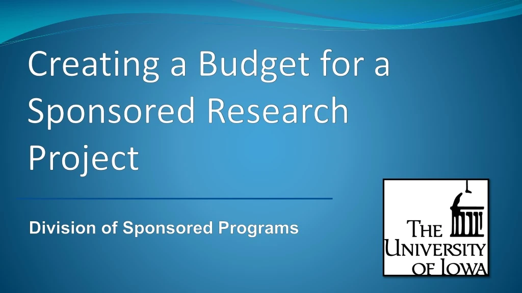 creating a budget for a sponsored research project
