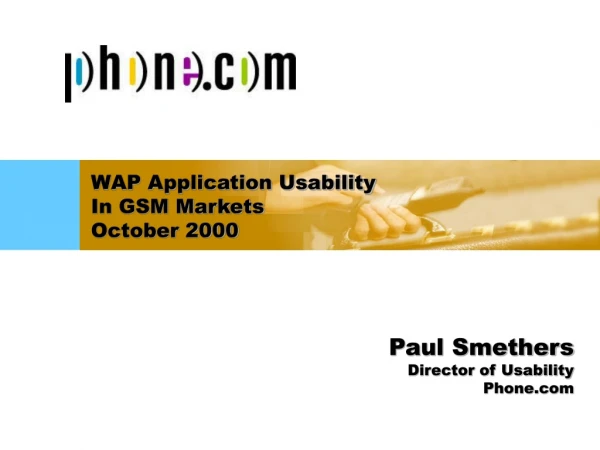 WAP Application Usability In GSM Markets October 2000