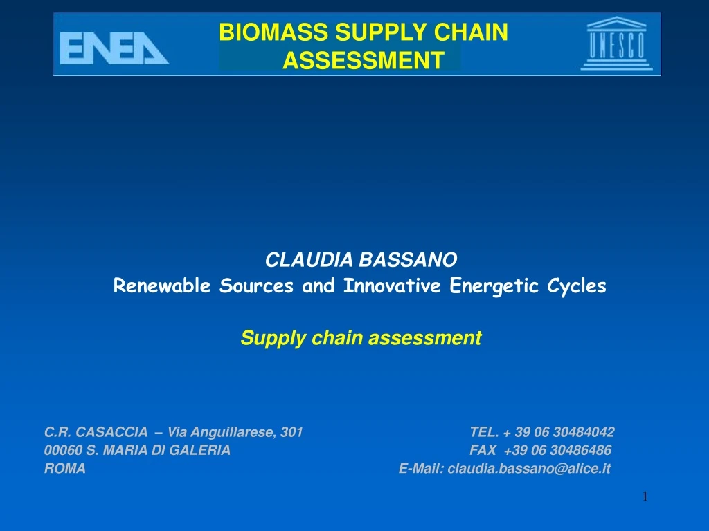 biomass s upply chain assessment