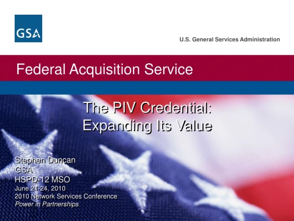 The PIV Credential: Expanding Its Value
