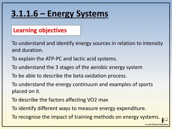 3.1.1.6 – Energy Systems