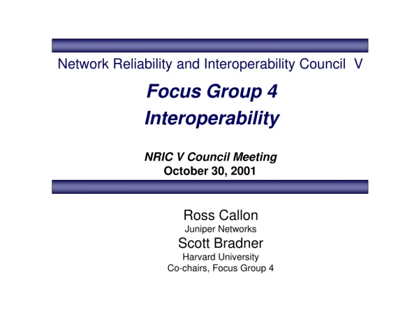 Focus Group 4 Interoperability