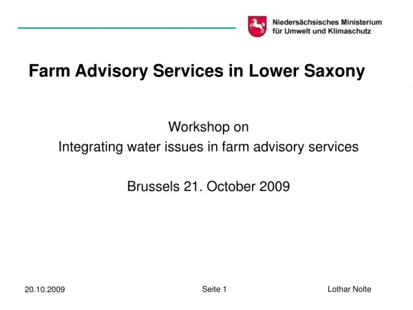 Farm Advisory Services in Lower Saxony
