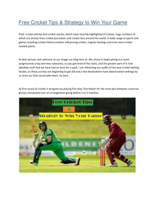 Free Cricket Tips & Strategy to Win Your Game - slide 1