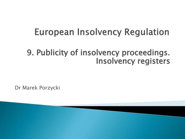 European Insolvency Regulation