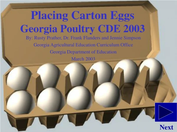 Placing Carton Eggs  Georgia Poultry CDE 2003