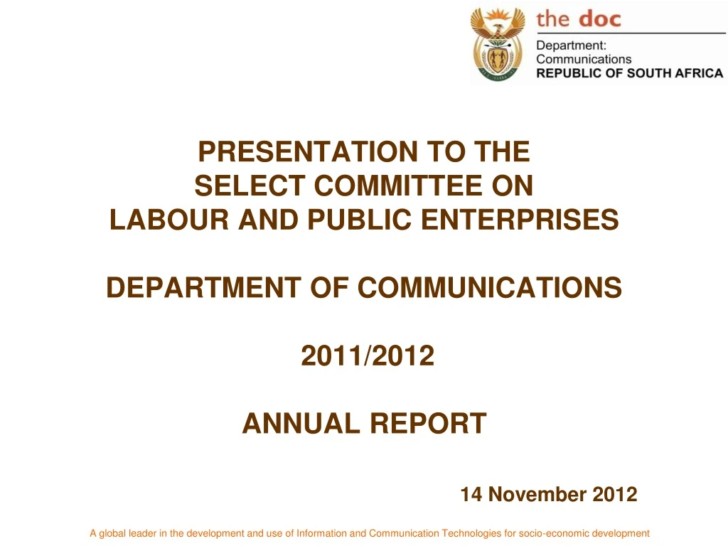 presentation to the select committee on labour