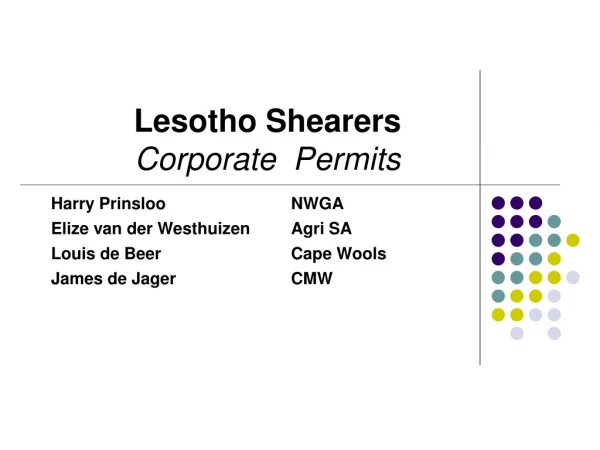 Lesotho Shearers   Corporate  Permits