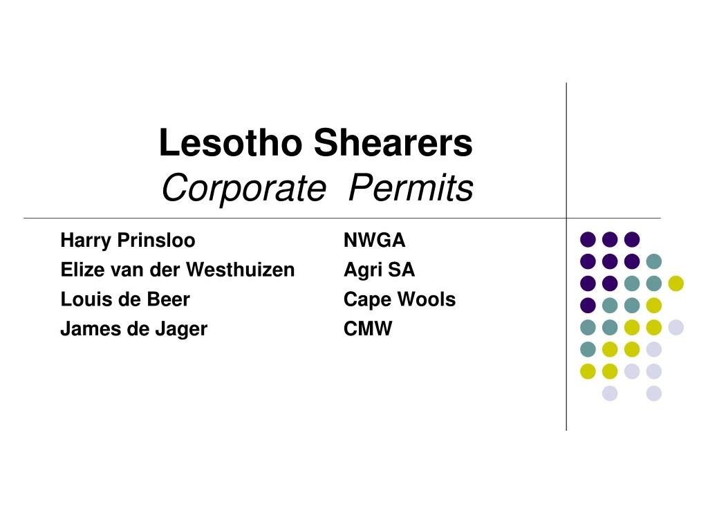 lesotho shearers corporate permits