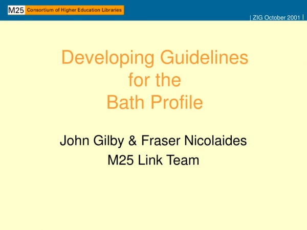 Developing Guidelines for the  Bath Profile