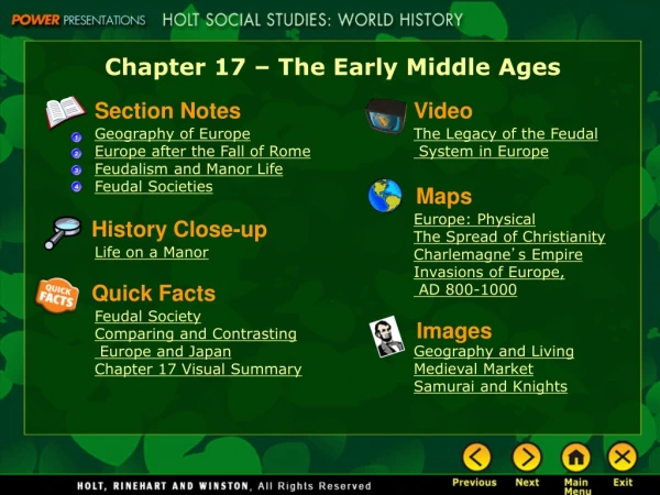 Chapter 17 – The Early Middle Ages