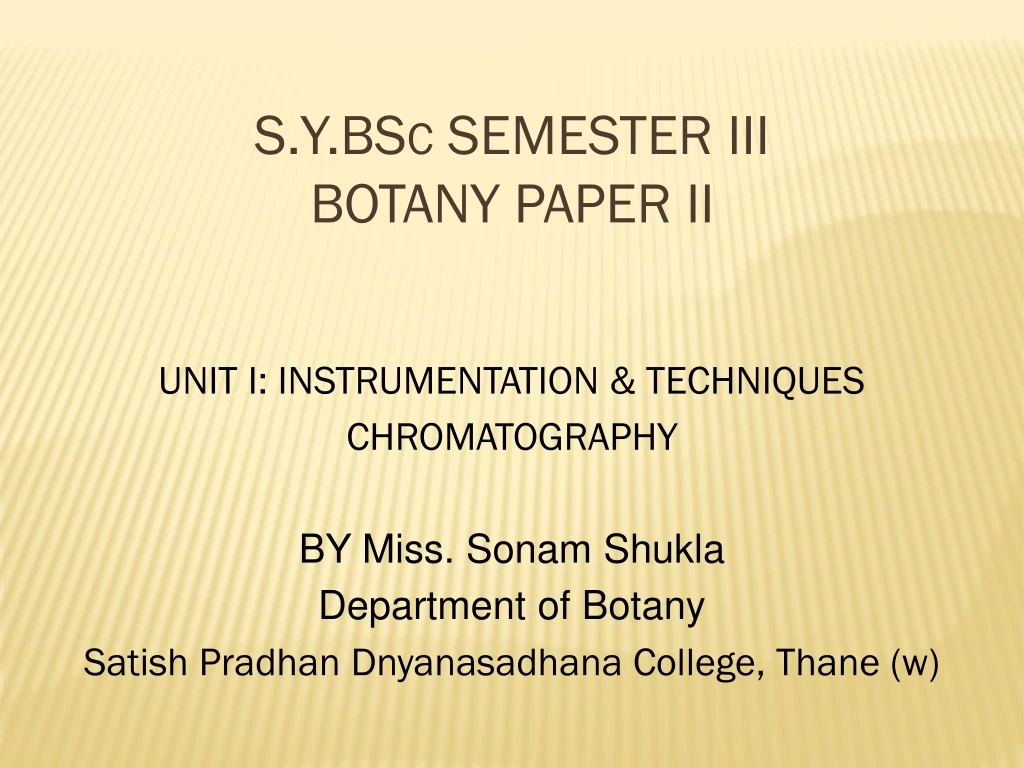 s y bsc semester iii botany paper ii