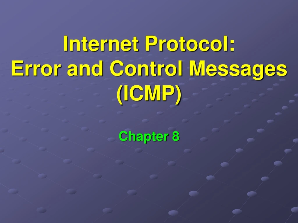 internet protocol error and control messages icmp