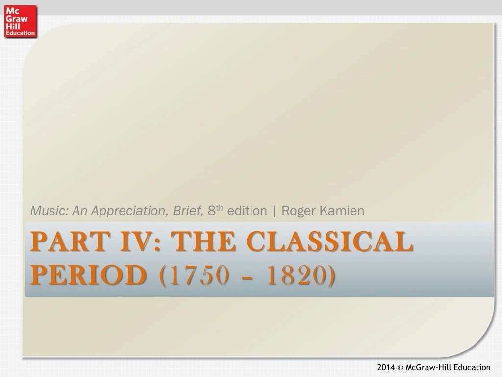 part iv the classical period 1750 1820